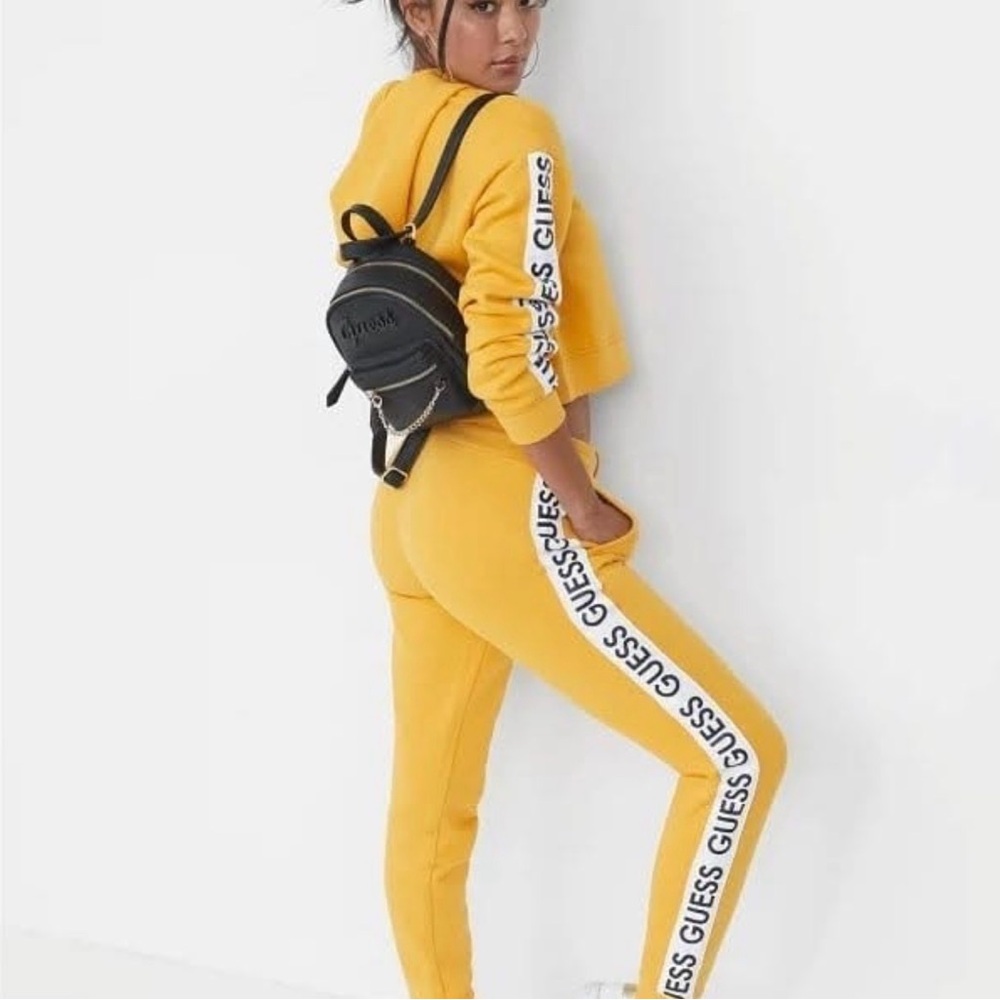 Guess Yellow Logo-Stripe Track Joggers